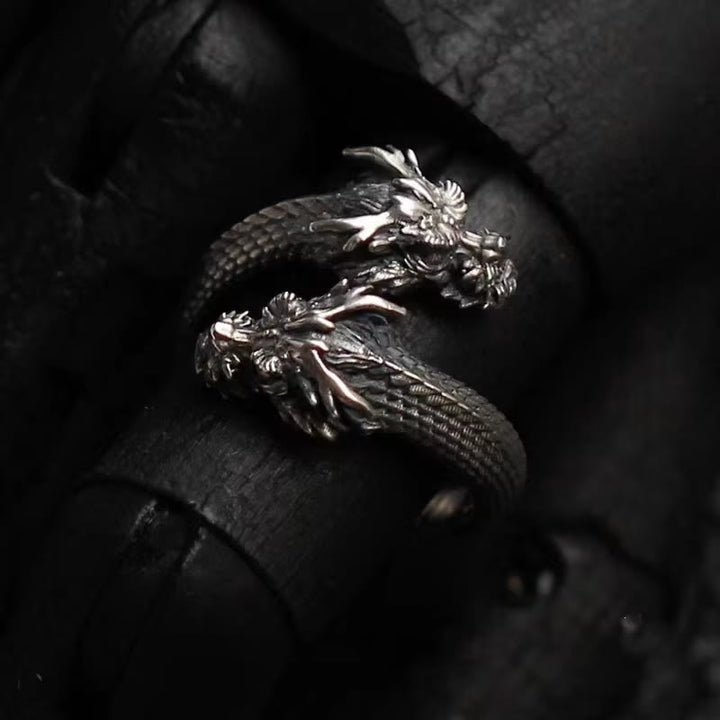 WorldNorse Retro-Ring mit zweiköpfigem Nordischer Drache