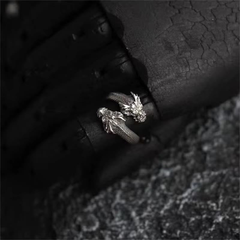 WorldNorse Retro-Ring mit zweiköpfigem Nordischer Drache