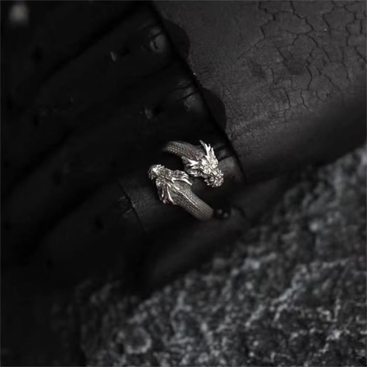 WorldNorse Retro-Ring mit zweiköpfigem Nordischer Drache