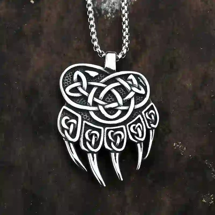WorldNorse Wikinger Bär Halskette mit Keltischer Knoten und Bärentatze