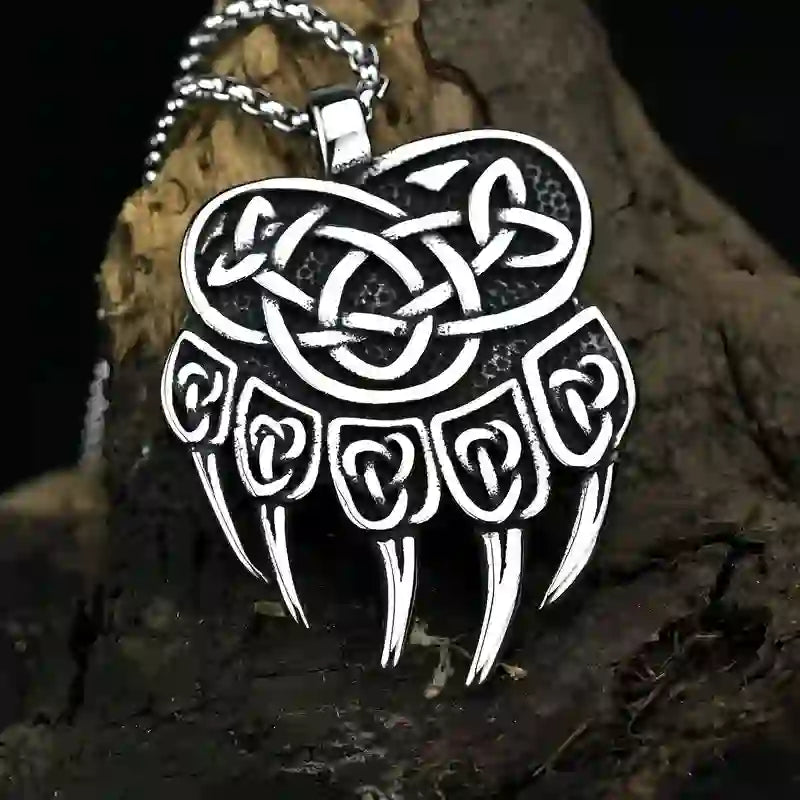 WorldNorse Wikinger Bär Halskette mit Keltischer Knoten und Bärentatze
