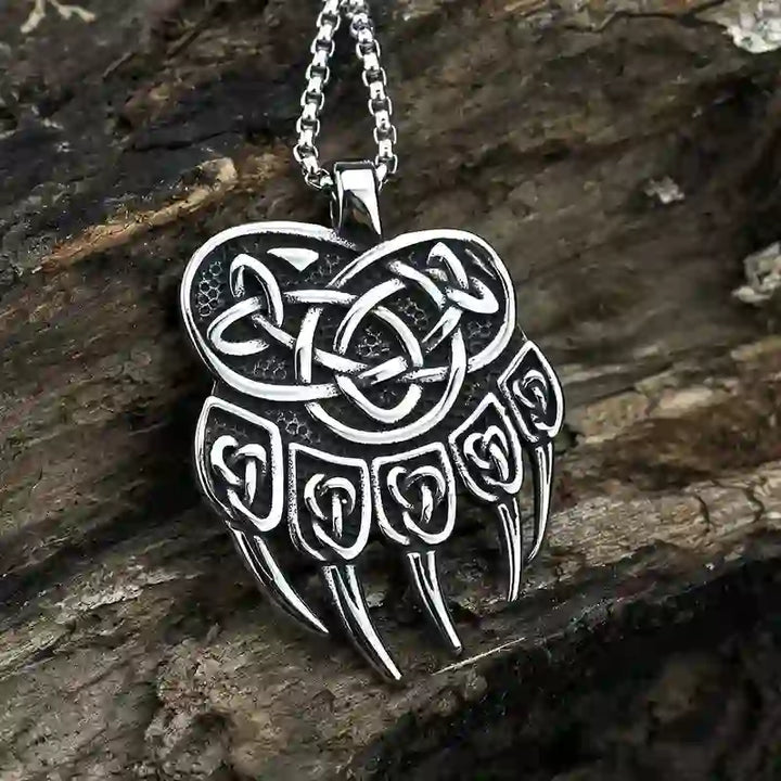 WorldNorse Wikinger Bär Halskette mit Keltischer Knoten und Bärentatze