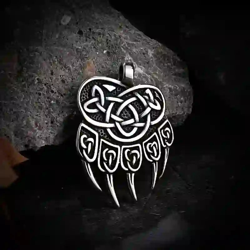WorldNorse Wikinger Bär Halskette mit Keltischer Knoten und Bärentatze
