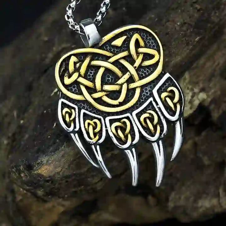 WorldNorse Wikinger Bär Halskette mit Keltischer Knoten und Bärentatze