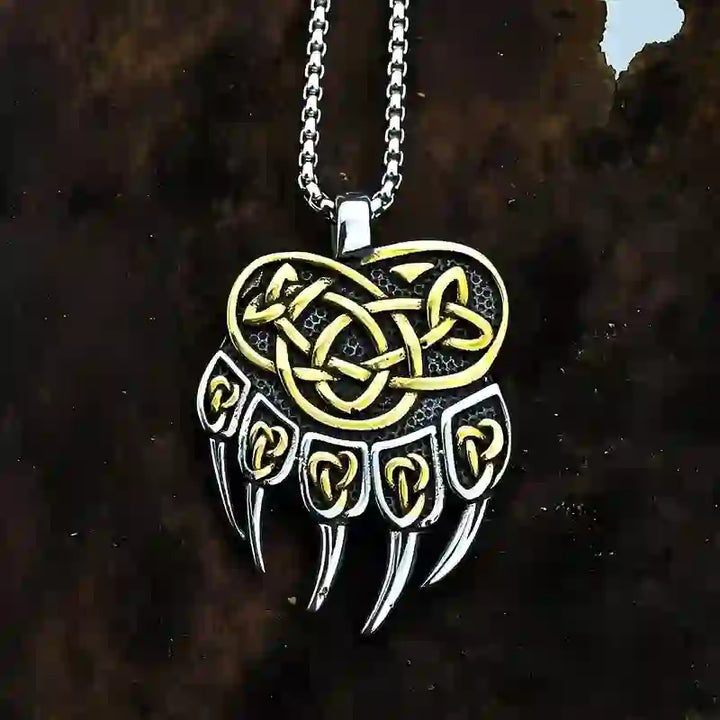 WorldNorse Wikinger Bär Halskette mit Keltischer Knoten und Bärentatze