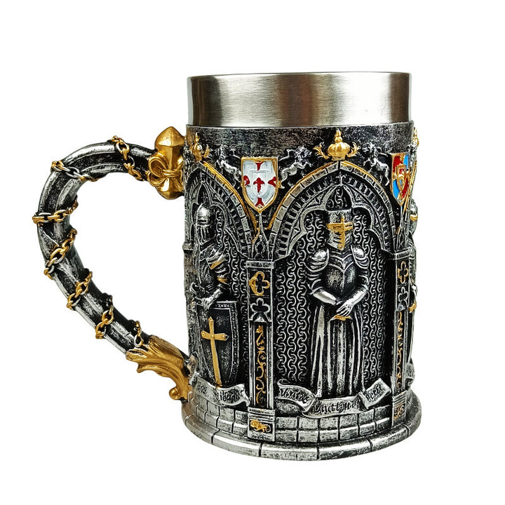 WorldNorse Mittelalterlicher Ritterschild-Kettengriffbecher