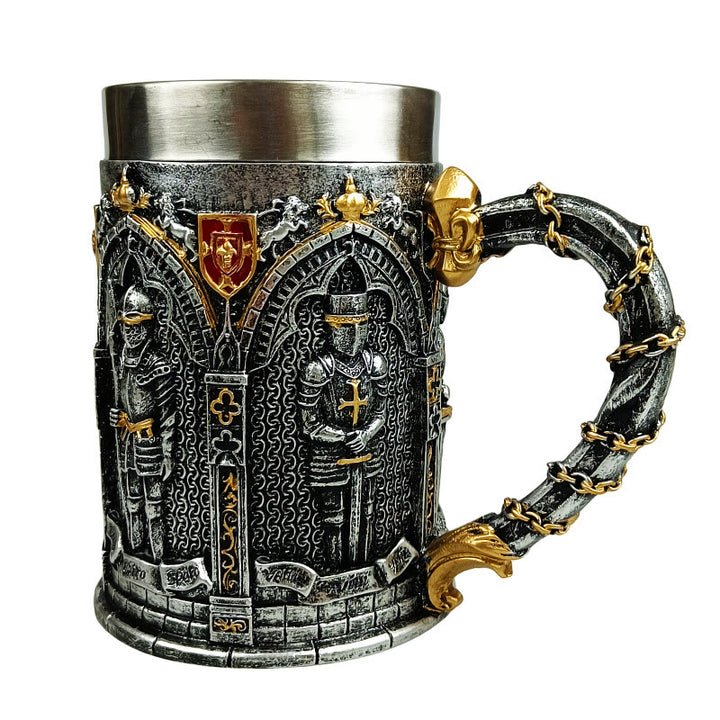 WorldNorse Mittelalterlicher Ritterschild-Kettengriffbecher