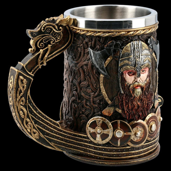 WorldNorse Tasse mit Keltischer Knoten und Odins Axt, Nordischer Drache
