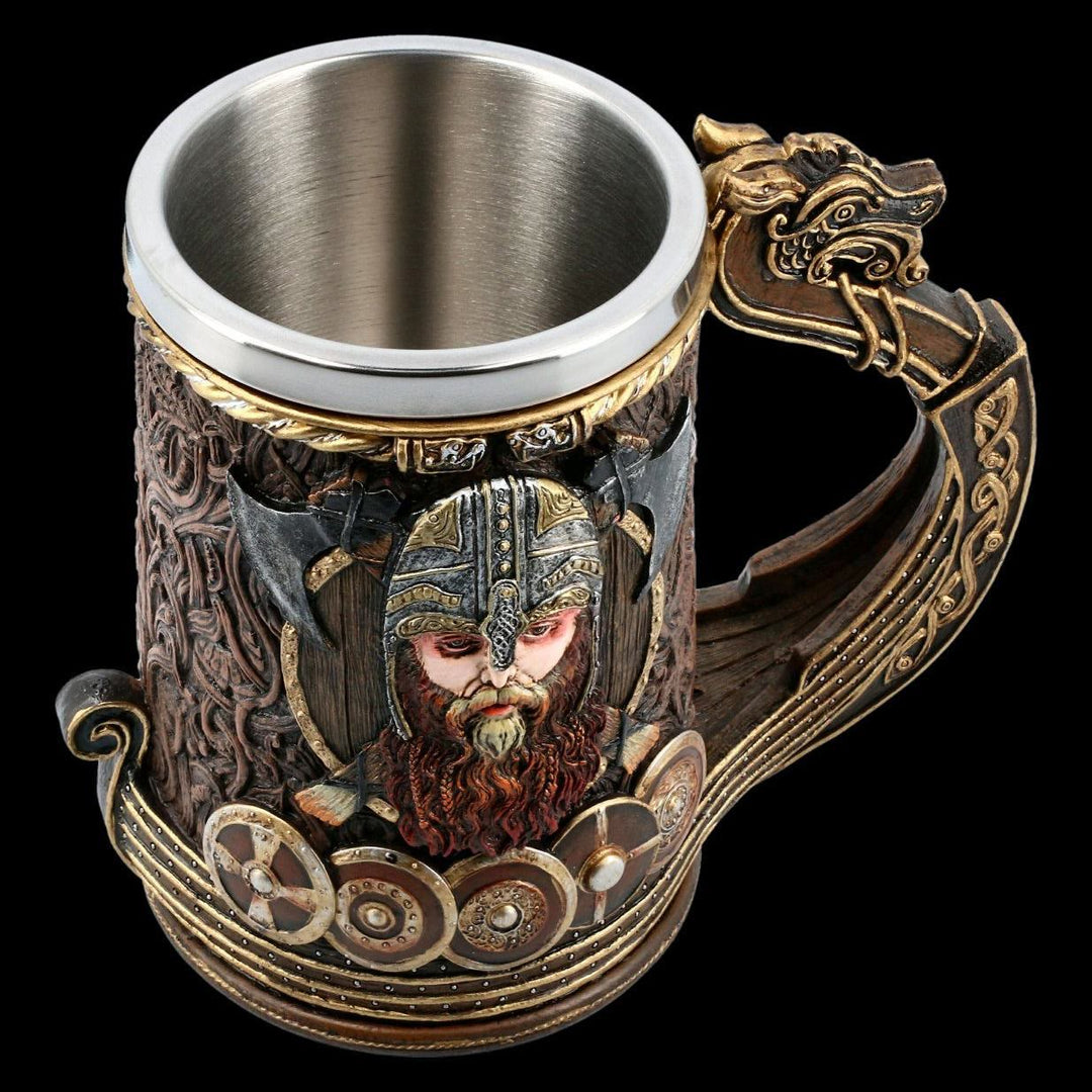 WorldNorse Tasse mit Keltischer Knoten und Odins Axt, Nordischer Drache