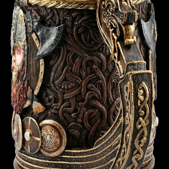 WorldNorse Tasse mit Keltischer Knoten und Odins Axt, Nordischer Drache