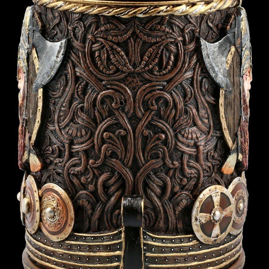 WorldNorse Tasse mit Keltischer Knoten und Odins Axt, Nordischer Drache