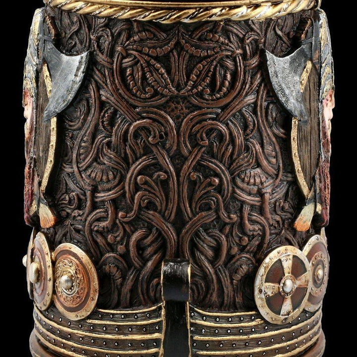 WorldNorse Tasse mit Keltischer Knoten und Odins Axt, Nordischer Drache