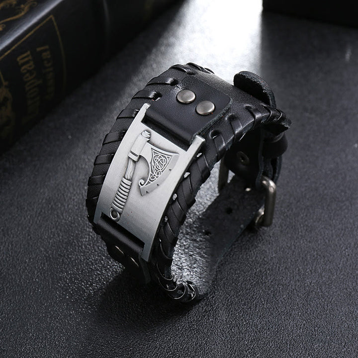 WorldNorse Wikinger Axt, Nordische Waffe, Lederarmband