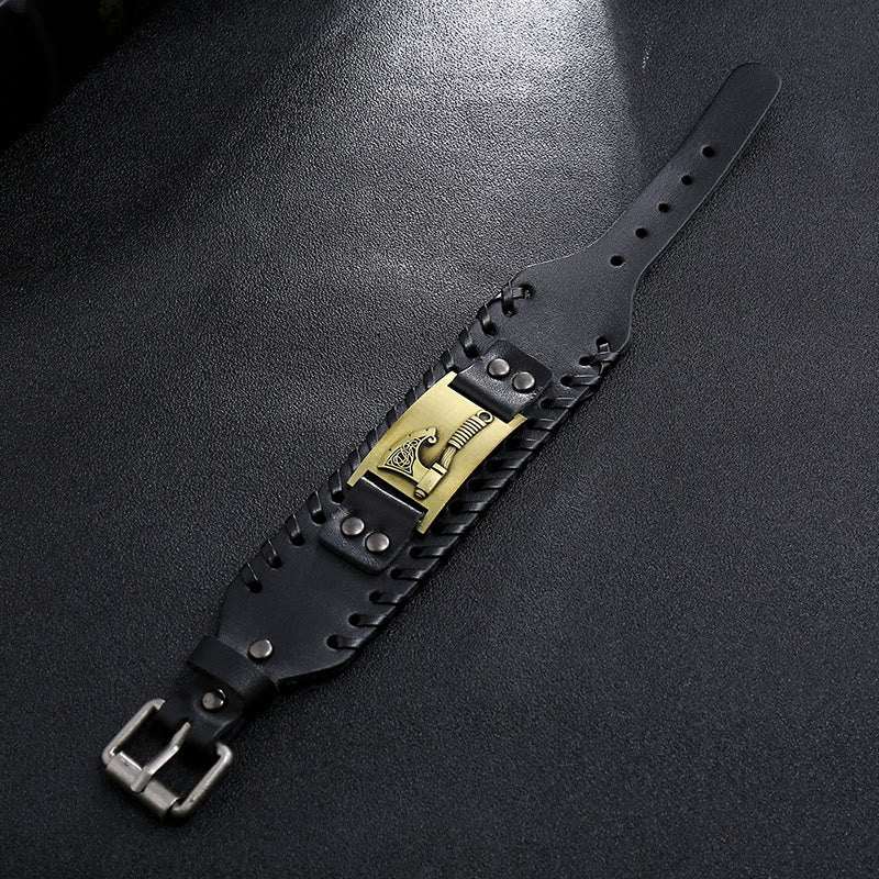 WorldNorse Wikinger Axt, Nordische Waffe, Lederarmband