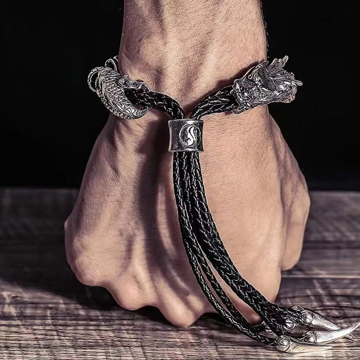 WorldNorse Drachenklauen Geflochtenes Lederarmband