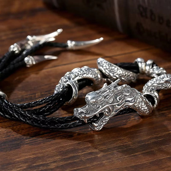 WorldNorse Drachenklauen Geflochtenes Lederarmband