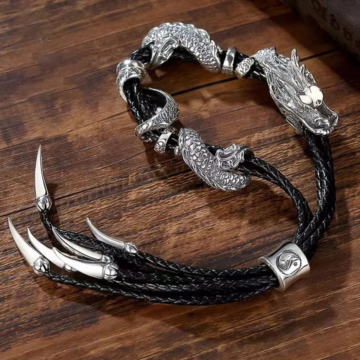WorldNorse Drachenklauen Geflochtenes Lederarmband