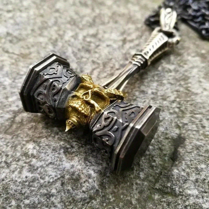 WorldNordische Wikinger-Hammer-Totenkopf-Halskette