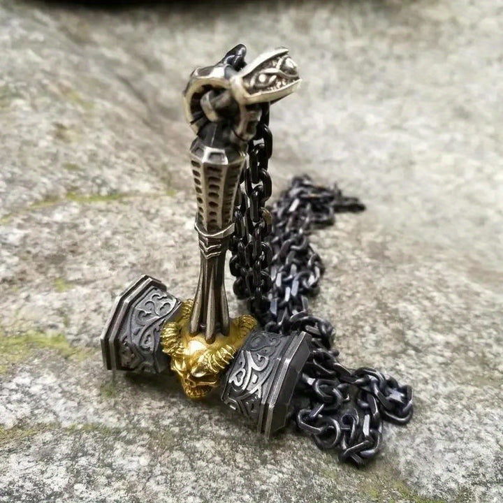 WorldNordische Wikinger-Hammer-Totenkopf-Halskette
