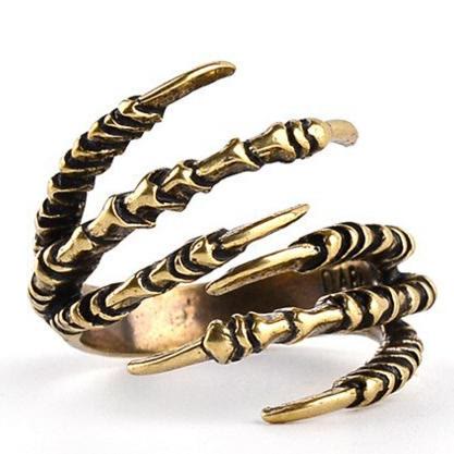 WorldNorse Verstellbarer Ring mit Drachenklaue aus Edelstahl
