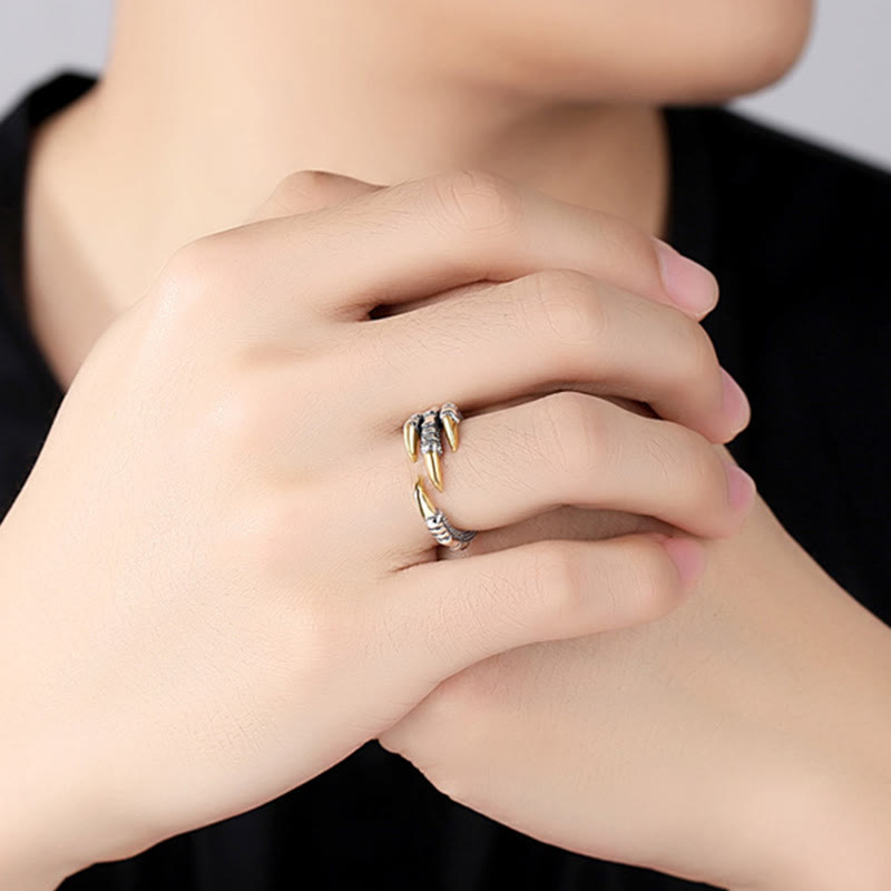 WorldNorse Verstellbarer Ring mit Drachenklaue aus Edelstahl