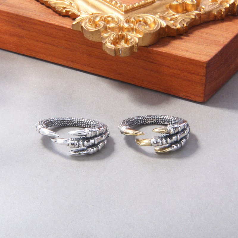 WorldNorse Verstellbarer Ring mit Drachenklaue aus Edelstahl