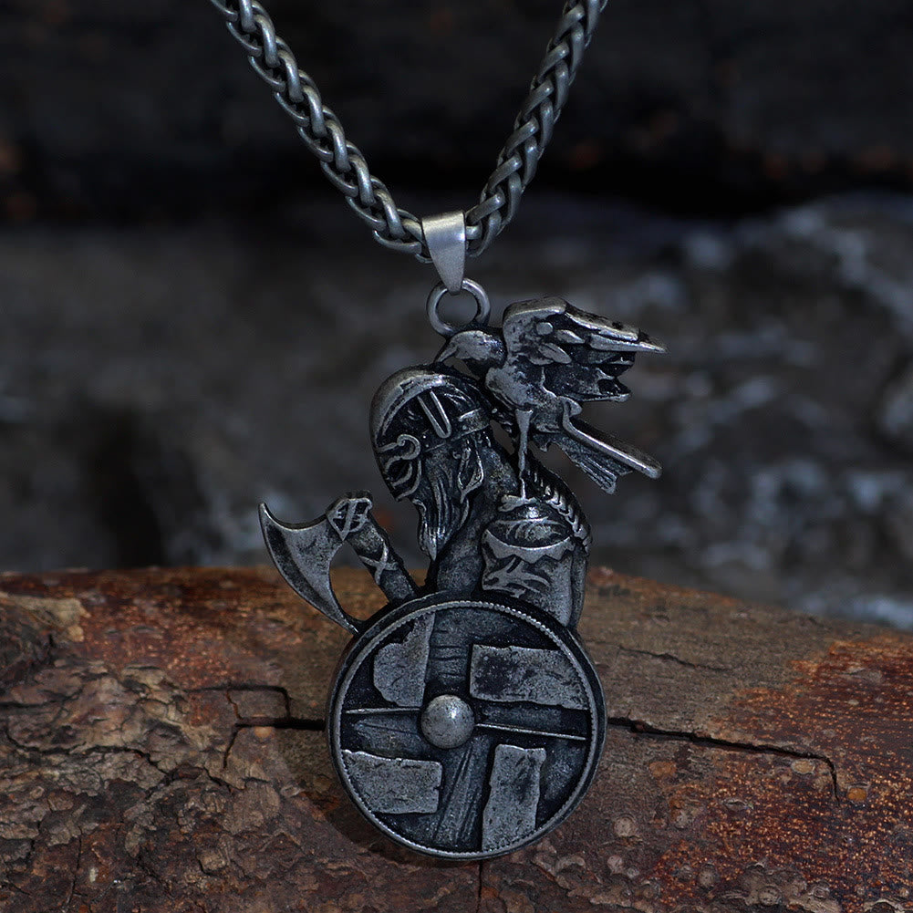 WorldNorse Wikinger Axt Schild Raven Halskette