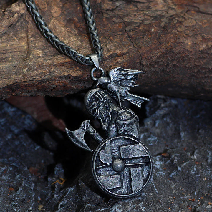 WorldNorse Wikinger Axt Schild Raven Halskette
