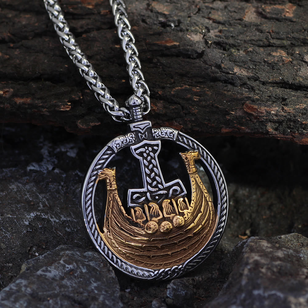 WorldNorse – Halskette mit Keltischer Knoten und Piratenschiff