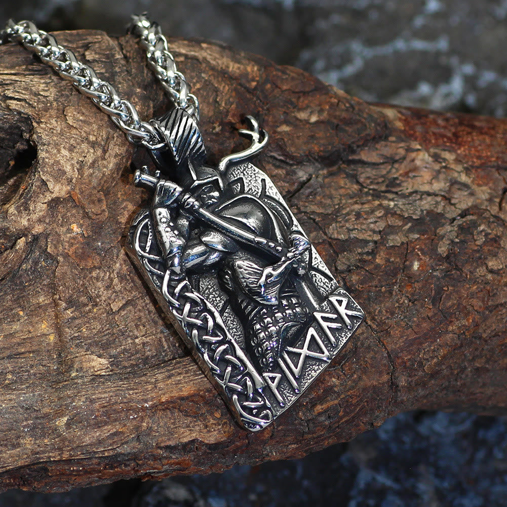 WorldNorse Keltischer Knoten Rune Axt Halskette