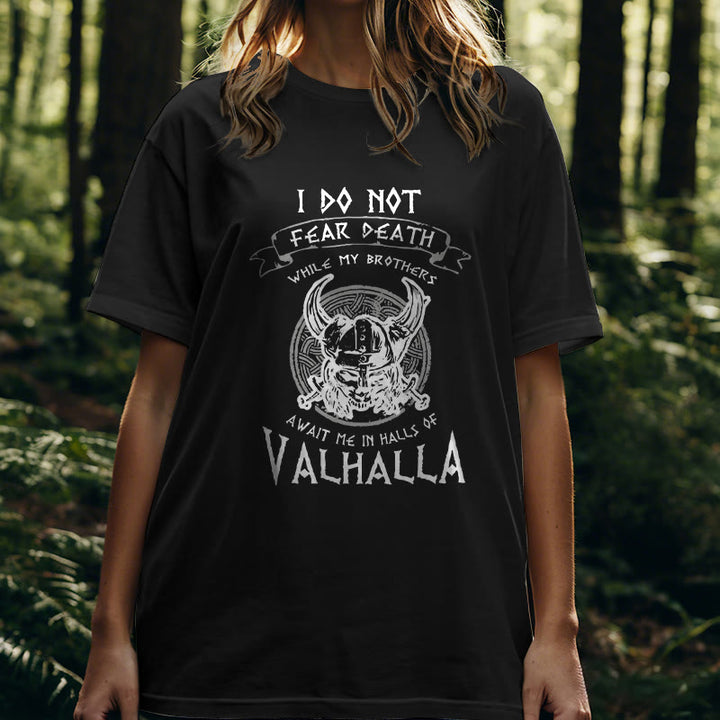 WorldNorse – Valhalla – T-Shirt mit Aufdruck „Fürchte den Tod nicht“