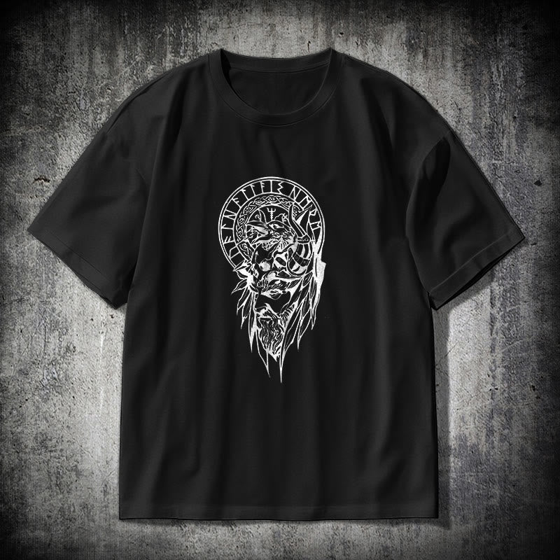 WorldNorse Vegvisir Wolve Keltisches T-Shirt - Schwarz - 2XL - image 0