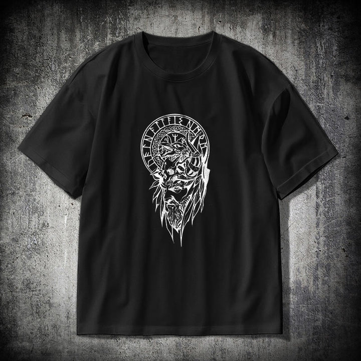 WorldNorse Vegvisir Wolve Keltisches T-Shirt - Schwarz - 2XL - image 0