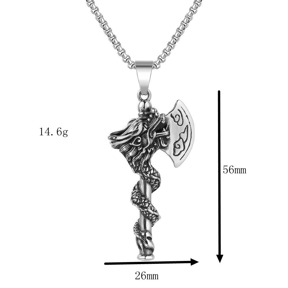 WorldNorse Nordischer Drache, Wikinger Axt, Spiral-Halskette