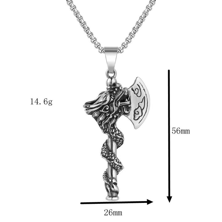 WorldNorse Nordischer Drache, Wikinger Axt, Spiral-Halskette