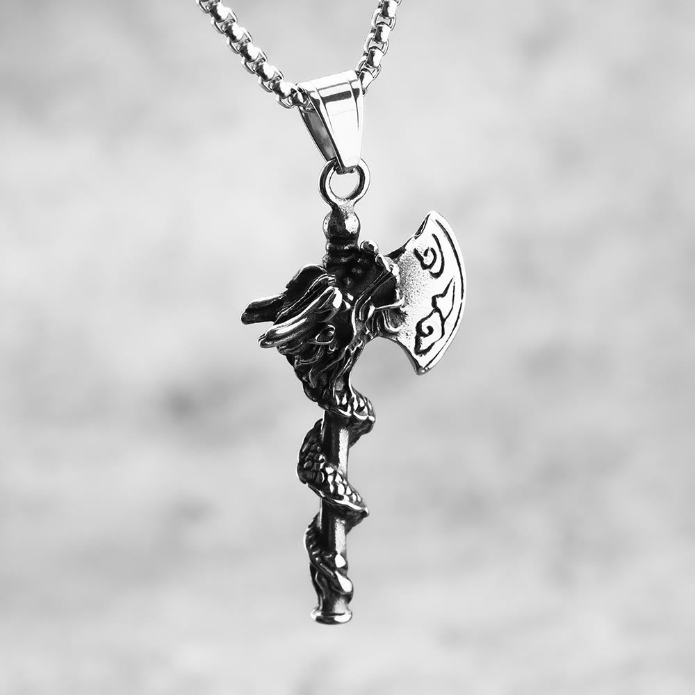 WorldNorse Nordischer Drache, Wikinger Axt, Spiral-Halskette