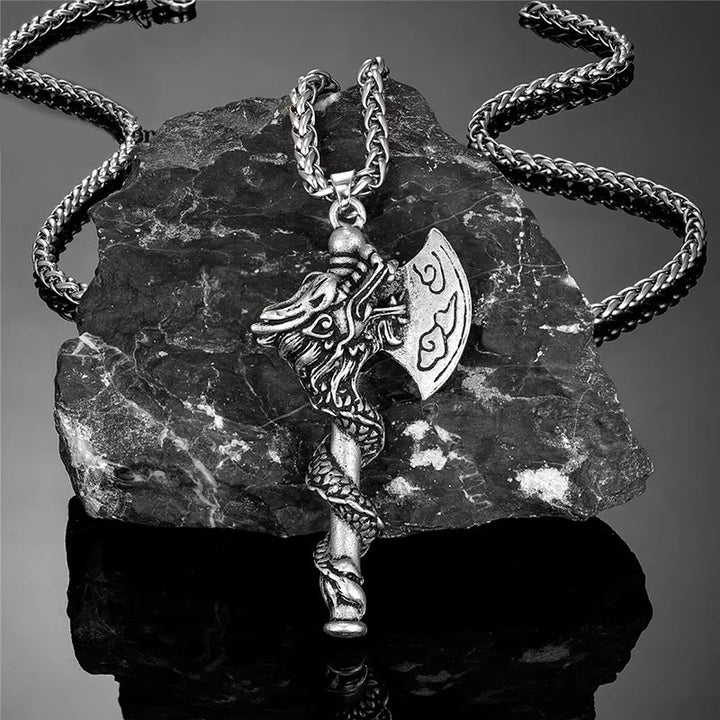 WorldNorse Nordischer Drache, Wikinger Axt, Spiral-Halskette