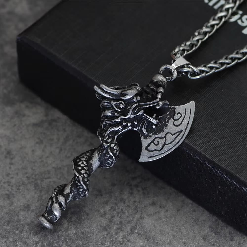 WorldNorse Nordischer Drache, Wikinger Axt, Spiral-Halskette