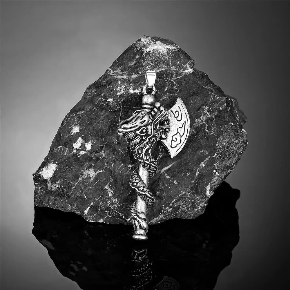 WorldNorse Nordischer Drache, Wikinger Axt, Spiral-Halskette