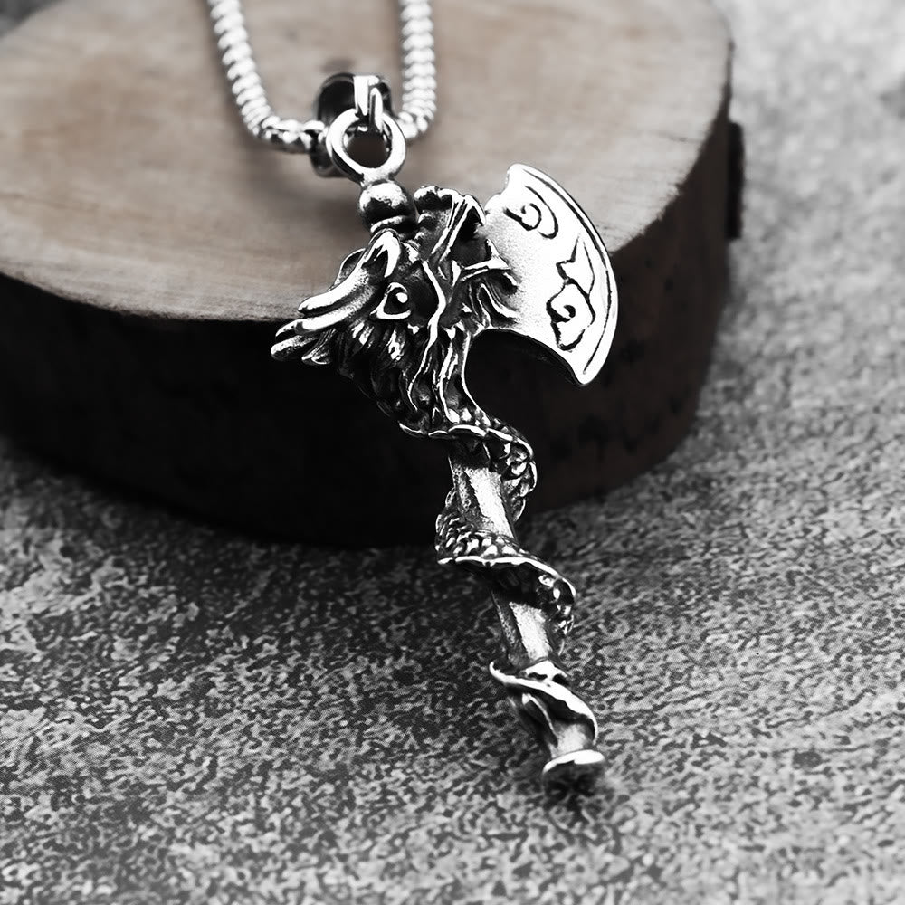 WorldNorse Nordischer Drache, Wikinger Axt, Spiral-Halskette