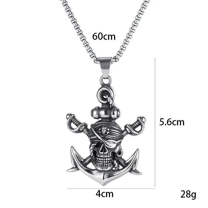 WorldNordische Piratenschädel-Anker-Halskette