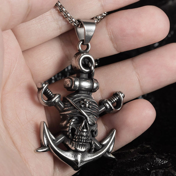 WorldNordische Piratenschädel-Anker-Halskette