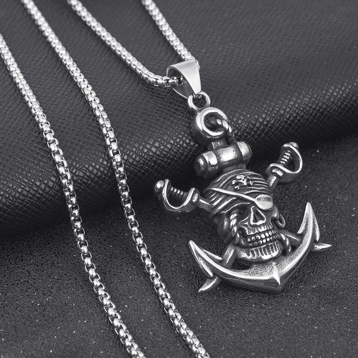 WorldNordische Piratenschädel-Anker-Halskette