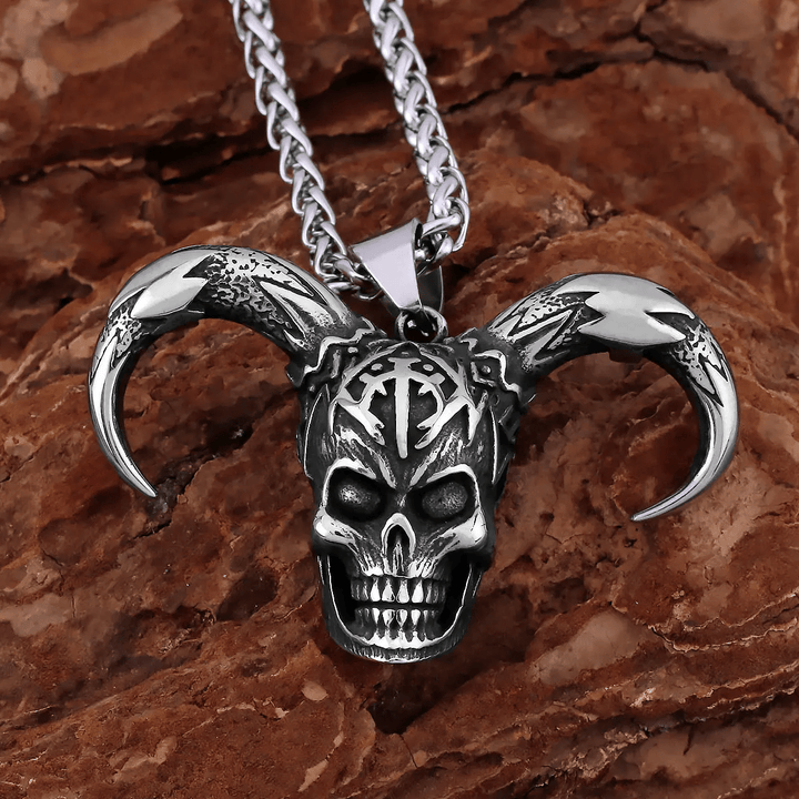 WorldNorse Dämon Totenkopf Horn Halskette