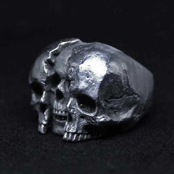 WorldNorse Doppelgesichtiger Totenkopf-Geisterkopf-Ring