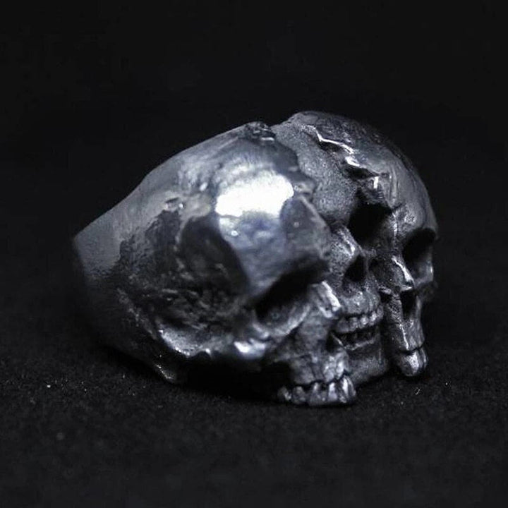 WorldNorse Doppelgesichtiger Totenkopf-Geisterkopf-Ring