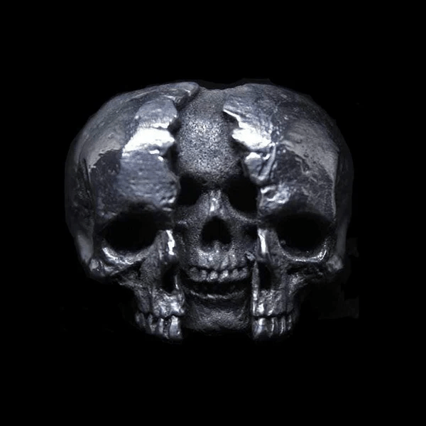 WorldNorse Doppelgesichtiger Totenkopf-Geisterkopf-Ring