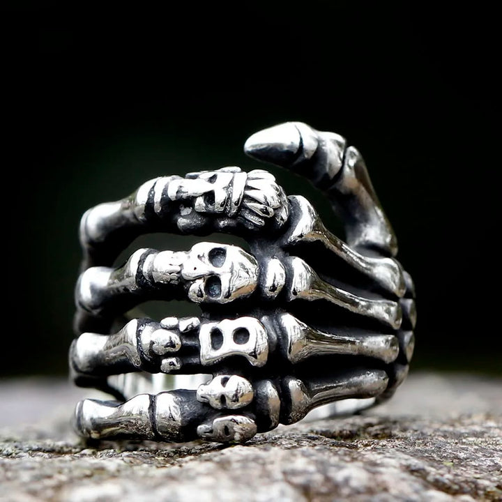 WorldNorse Fingerknochen Totenkopf Totenhand Ring