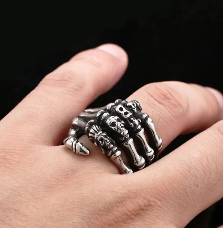 WorldNorse Fingerknochen Totenkopf Totenhand Ring