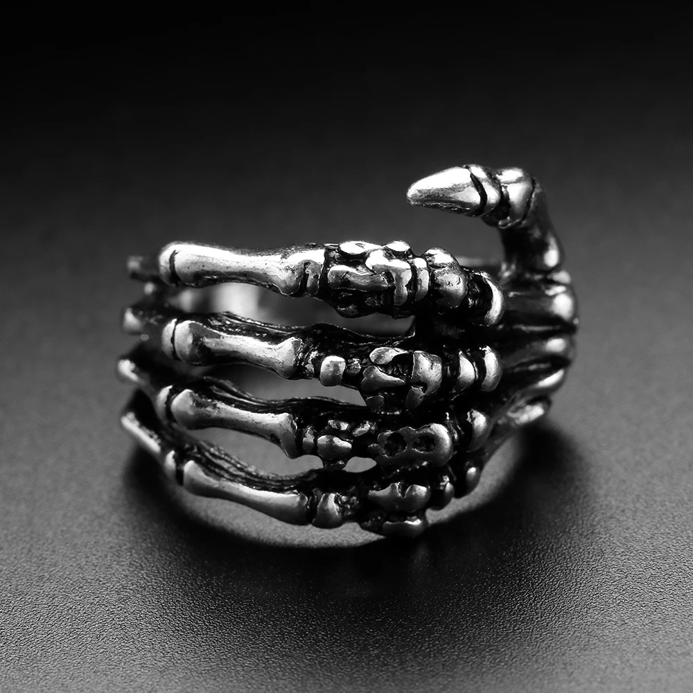 WorldNorse Fingerknochen Totenkopf Totenhand Ring